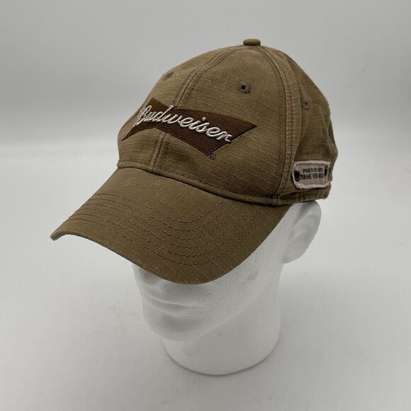 Budweiser Military Tribute Hat Ripstop Flat Dark Earth One Size Fits All Tan EUC - Picture 2 of 9